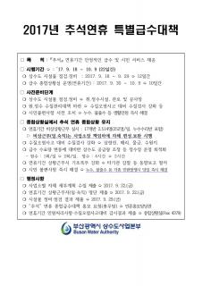 2017년 추석 연휴 종합급수대책